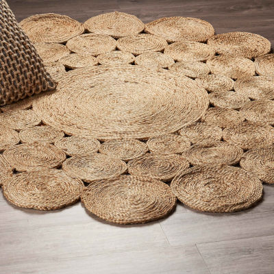Brynn Zila Dots Braided Stain Resistant Indoor Round Area Rug