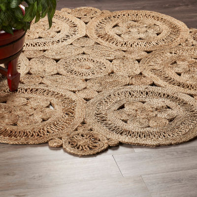 Brynn Cas Geometric Braided Stain Resistant Indoor Round Area Rug