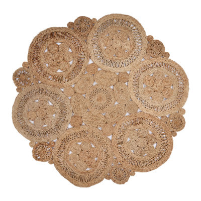 Brynn Cas Geometric Braided Stain Resistant Indoor Round Area Rug