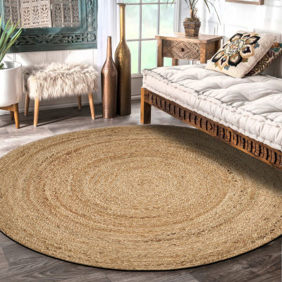 Brynn Cel Solid Braided Stain Resistant Indoor Round Area Rug