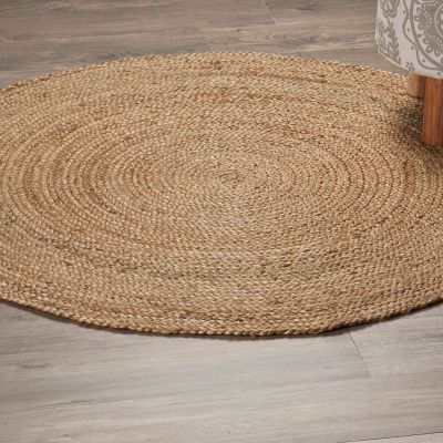 Brynn Cel Solid Braided Stain Resistant Indoor Round Area Rug