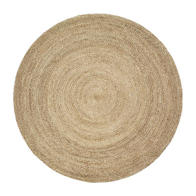 Brynn Mich Solid Braided Stain Resistant Indoor Round Area Rug