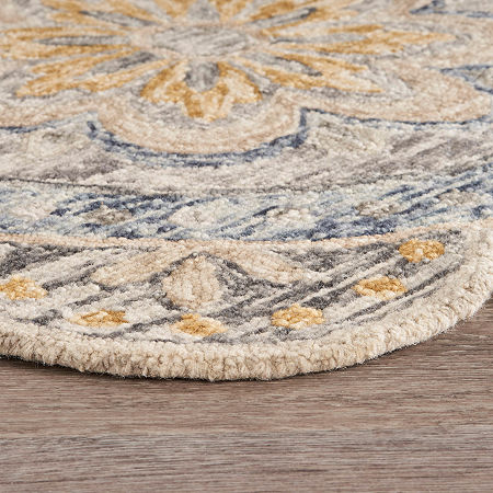 Daisy Aby Floral Hand Tufted Indoor Round Area Rug, One Size, Gray