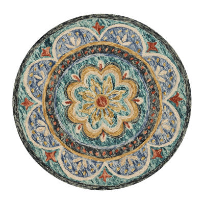 Daisy Aby Floral Hand Tufted Indoor Round Area Rug