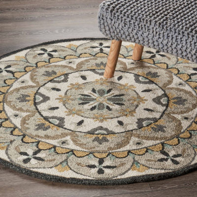 Daisy Dia Floral Hand Tufted Indoor Round Area Rug