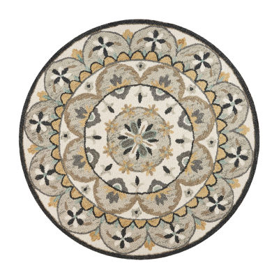 Daisy Dia Floral Hand Tufted Indoor Round Area Rug