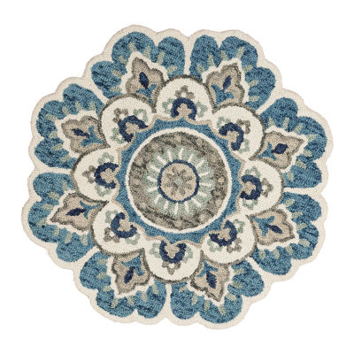 Daisy May Floral Hand Tufted Indoor Round Area Rug