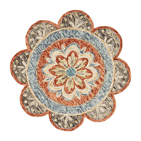 Daisy Frey Floral Hand Tufted Indoor Round Area Rug, One Size, Brown