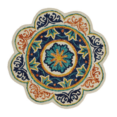 Daisy Cas Medallion Hand Tufted Indoor Round Area Rug