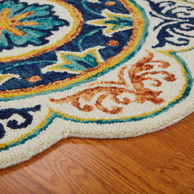 Daisy Cas Medallion Hand Tufted Indoor Round Area Rug