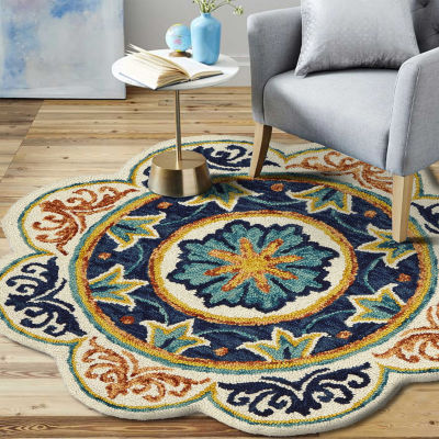 Daisy Cas Medallion Hand Tufted Indoor Round Area Rug