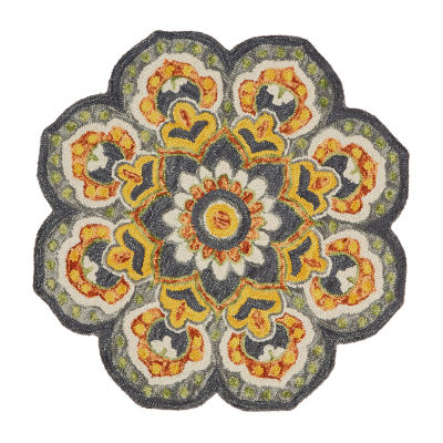 Daisy Bel Floral Hand Tufted Indoor Round Area Rug