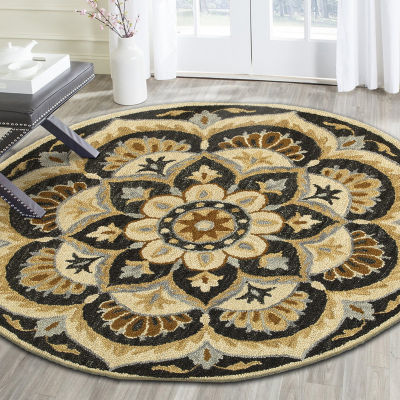 Daisy Bren Floral Hand Tufted Indoor Round Area Rug