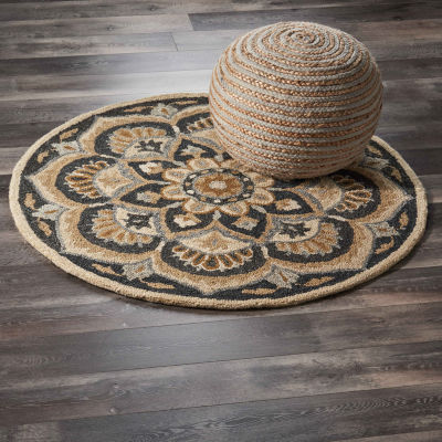 Daisy Bren Floral Hand Tufted Indoor Round Area Rug