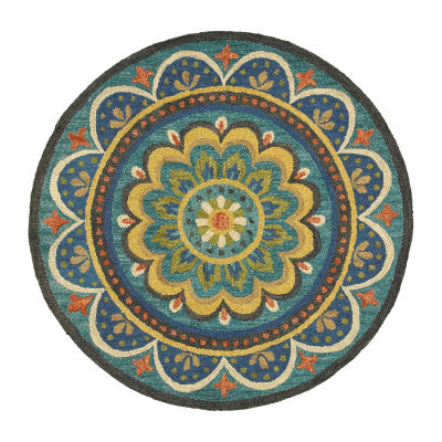 Daisy Ray Floral Hand Tufted Indoor Round Area Rug