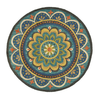 Daisy Ray Floral Hand Tufted Indoor Round Area Rug