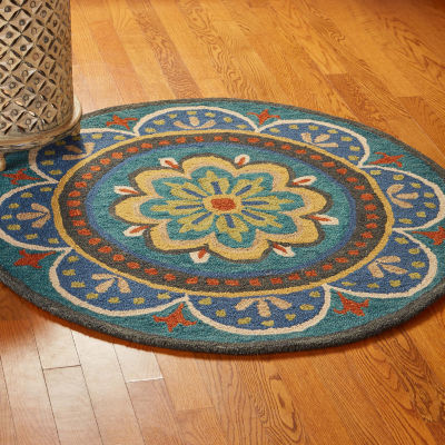 Daisy Ray Floral Hand Tufted Indoor Round Area Rug