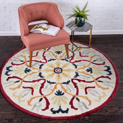 Sindy Den Floral Hand Tufted Indoor Round Area Rug