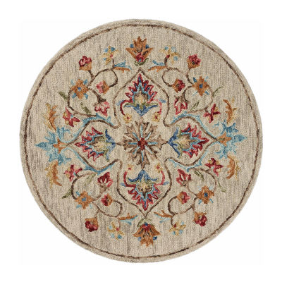 Sindy Dia Floral Hand Tufted Indoor Round Area Rug