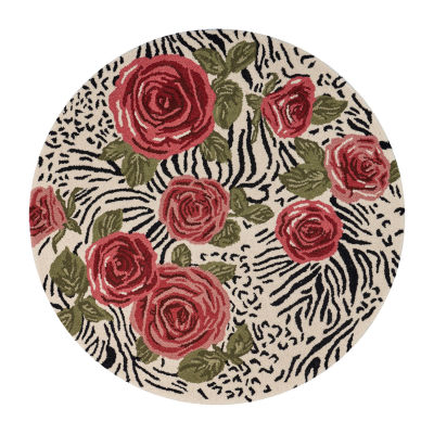 Sindy Astra Floral Hand Tufted Indoor Round Area Rug