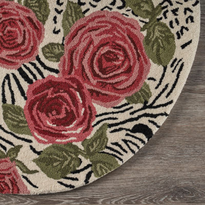 Sindy Astra Floral Hand Tufted Indoor Round Area Rug