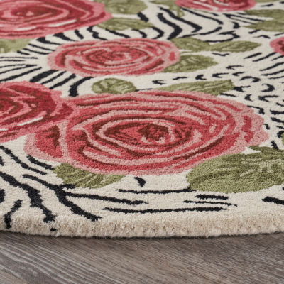 Sindy Astra Floral Hand Tufted Indoor Round Area Rug
