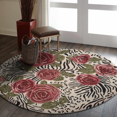 Sindy Astra Floral Hand Tufted Indoor Round Area Rug