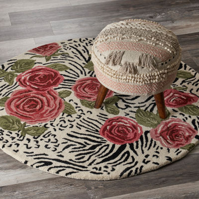 Sindy Astra Floral Hand Tufted Indoor Round Area Rug