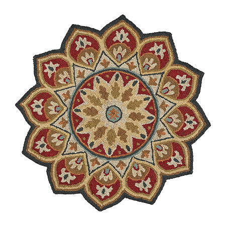 Sindy Fran Floral Hand Tufted Indoor Round Area Rug, One Size, Red