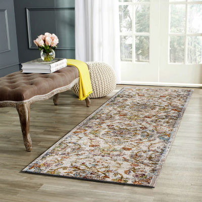 Glossy Qiera Floral Stain Resistant Indoor Rectangular Runner