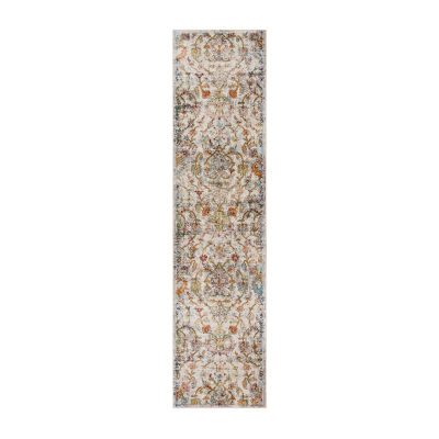 Glossy Qiera Floral Stain Resistant Indoor Rectangular Runner