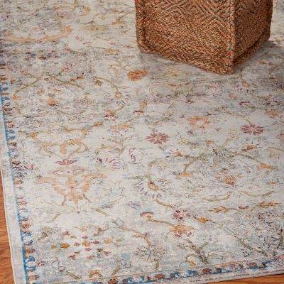 Glossy Qiera Floral Stain Resistant Indoor Rectangular Runner