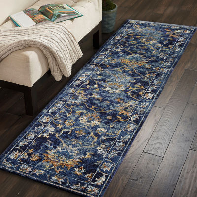 Glossy Ely Floral Stain Resistant Indoor Rectangular Runner
