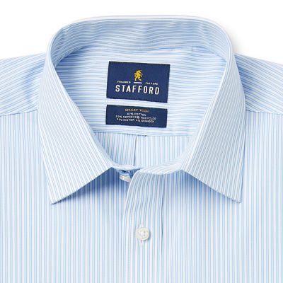 Stafford Smart Tech Mens Regular Fit Stretch Fabric Wrinkle Free Long Sleeve Dress Shirt