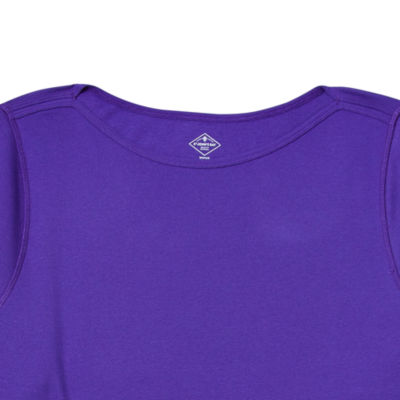 St. John's Bay Womens Easy-on + Easy-off Sensory Friendly Boat Neck 3/4 Sleeve Adaptive Plus T-Shirt