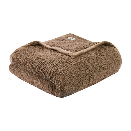 Woolrich Burlington Soild Berber Brushed Blanket, One Size, Brown