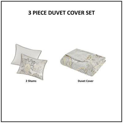 Madison Park Loleta Cotton 3-pc. Reversible Duvet Cover Set