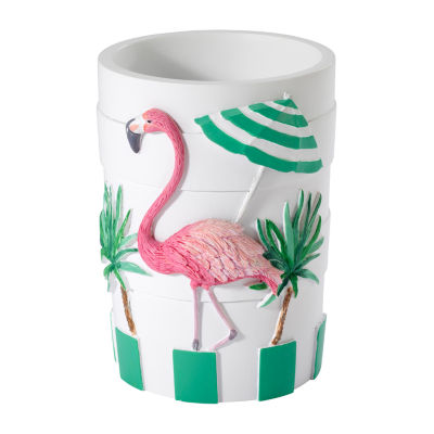 Cestino Rifiuti Bagno In Resina Flamingo Paradise Con Fenicotteri Rosa - Accessorio Arredo Bagno Originale