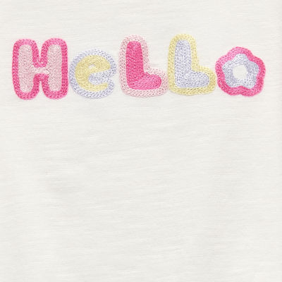 Okie Dokie Girls Crew Neck Puff Sleeve Graphic T-Shirt