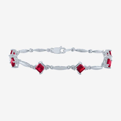 Womens Lab Created Red Ruby Sterling Silver Tennis Bracelet
