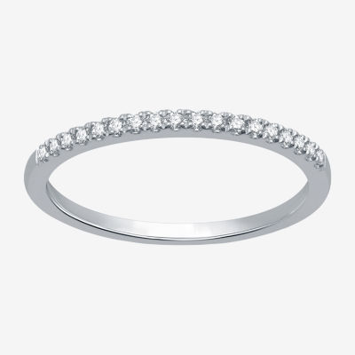 (H-I / I1) Womens 1/10 CT. T.W. Lab Grown White Diamond 10K White Gold Wedding Band