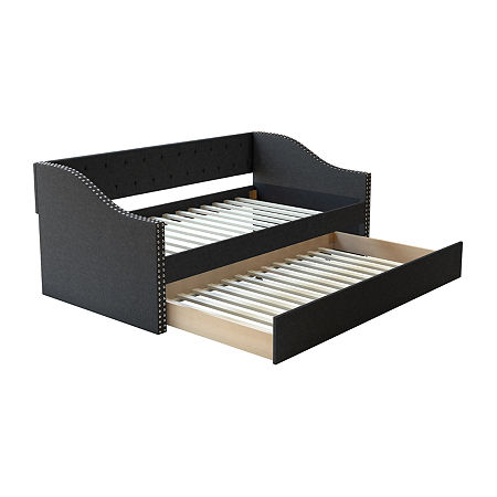 Mia Upholstered Wooden Daybed, One Size, Black