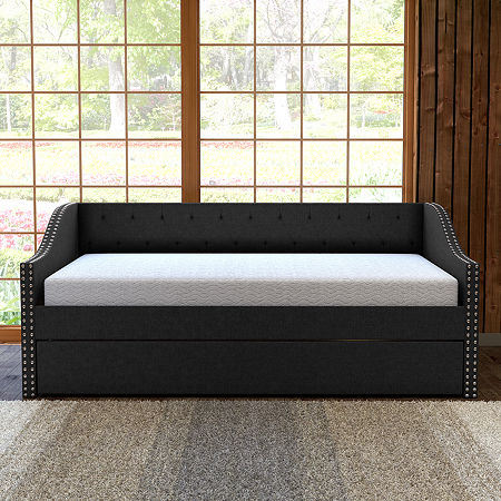 Mia Upholstered Wooden Daybed, One Size, Black