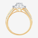 Womens 1 CT. T.W. Genuine White Diamond 10K Gold Oval Halo Engagement Ring