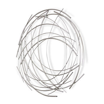 Silver Abstract Round Metal Wall Art