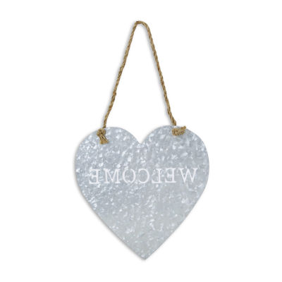 Cheungs Heart Shaped Hanging "Welcome" Vintage Metal Wall Art