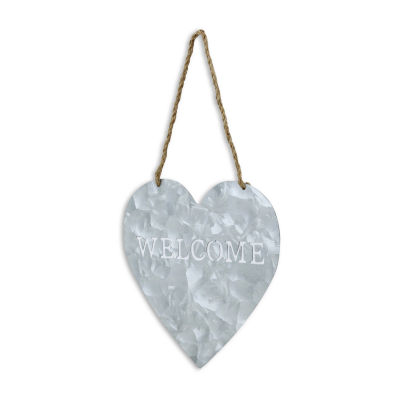 Cheungs Heart Shaped Hanging "Welcome" Vintage Metal Wall Art
