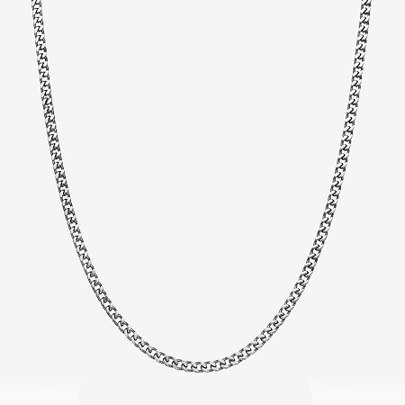 Mens Stainless Steel 4mm Foxtail Chain Necklace, One Size, White