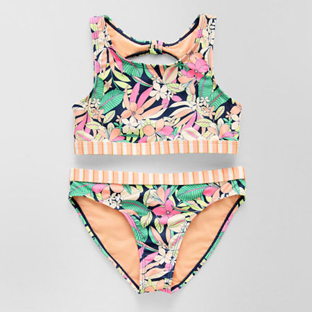 Roxy Big Girls Palm Song Bikini Set, 10, Blue