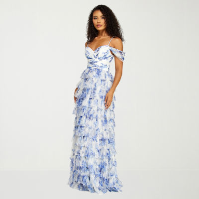 B. Smart Womens Juniors Sleeveless Scroll Ball Gown